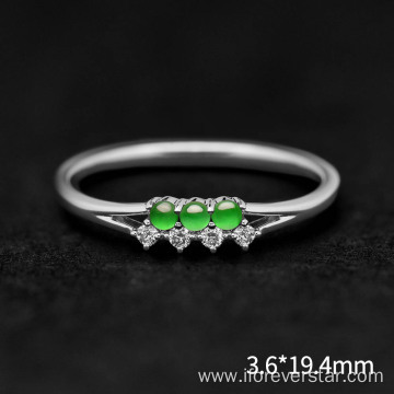 Sun Green Color Icy Jadeite Engagement Ring